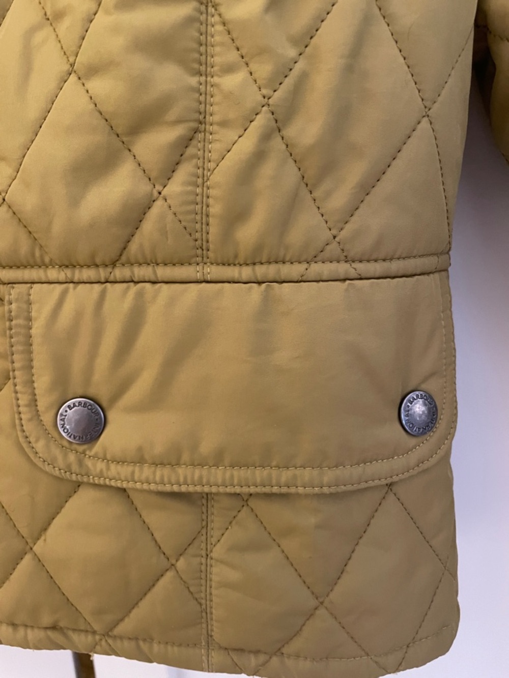 Barbour Quilted Puffer Jacket in Mustard Yellow - Picture 5 of 8